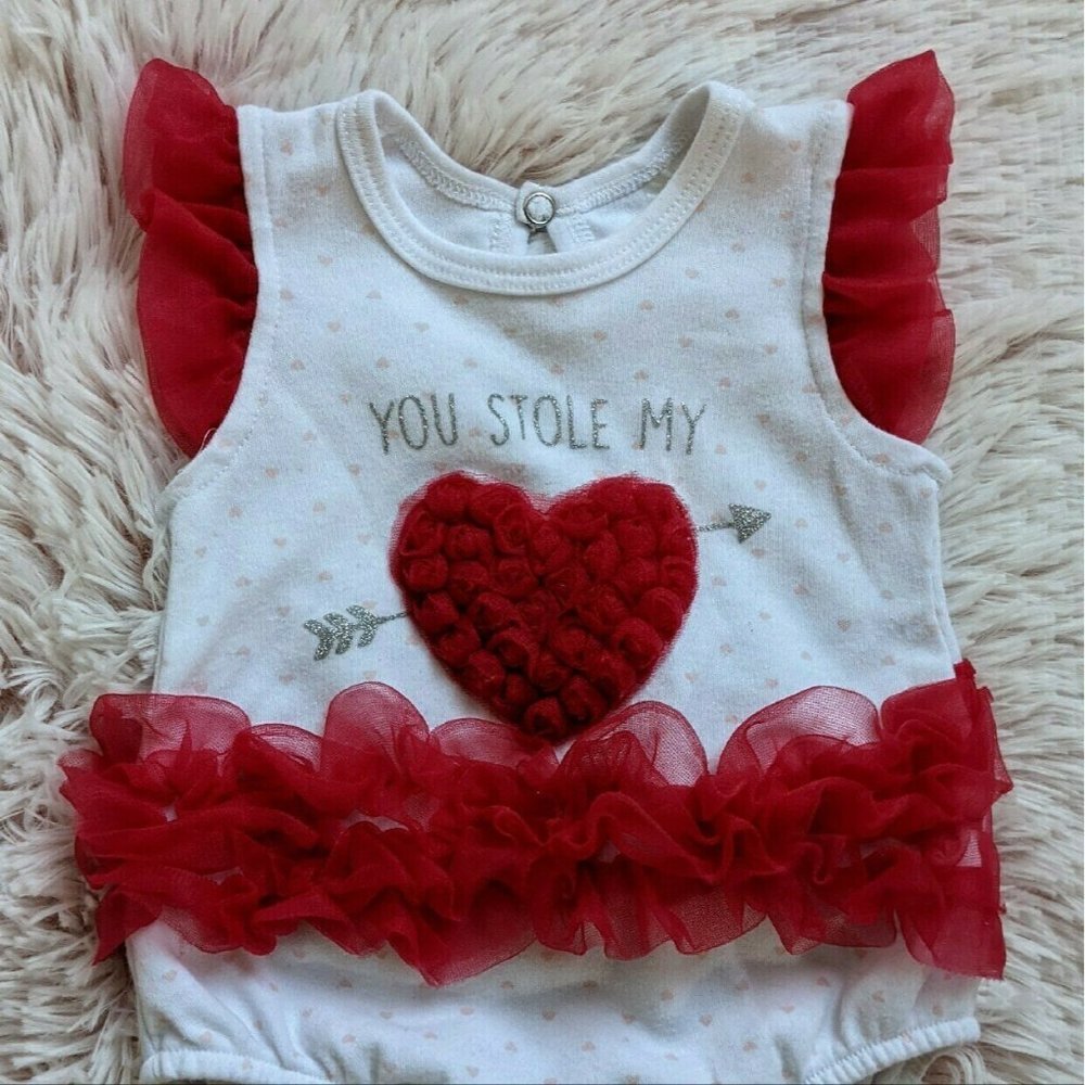 Kyle & Deena You Stole My Heart Tulle Ruffle Onesie 0-3m